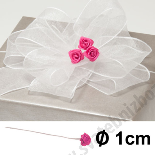 Dekorační přízdoba - textilní růže Ø10 mm ( 12 ks/bal )