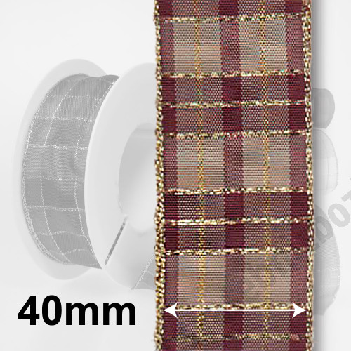 Dekorační stuhy s drátkem KILT - různé barvy (40 mm, 20 m/rol)
