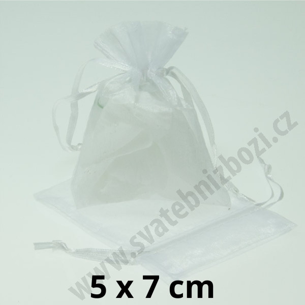 Organzový pytlíček 5 x 7 cm - bílá (20 ks/bal)
