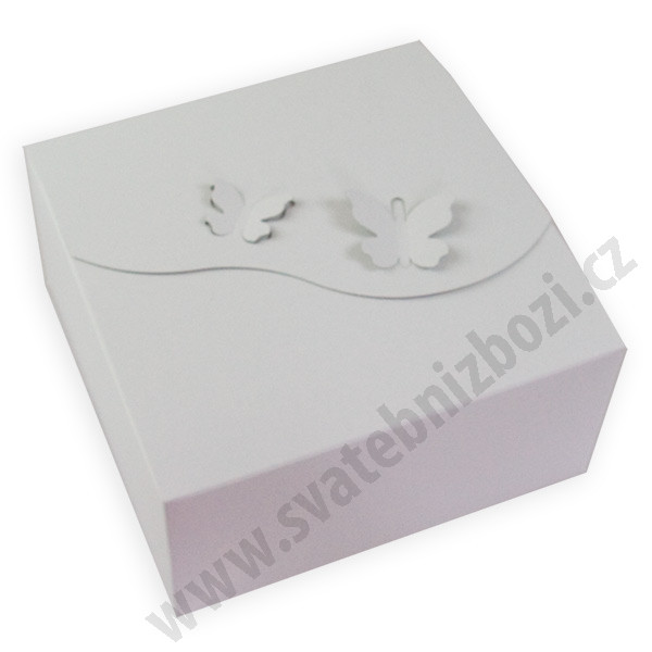 Krabička na výslužku DVA MOTÝLCI,20 x 20 x 10 cm - bílá/šedá ( 10 ks/bal )