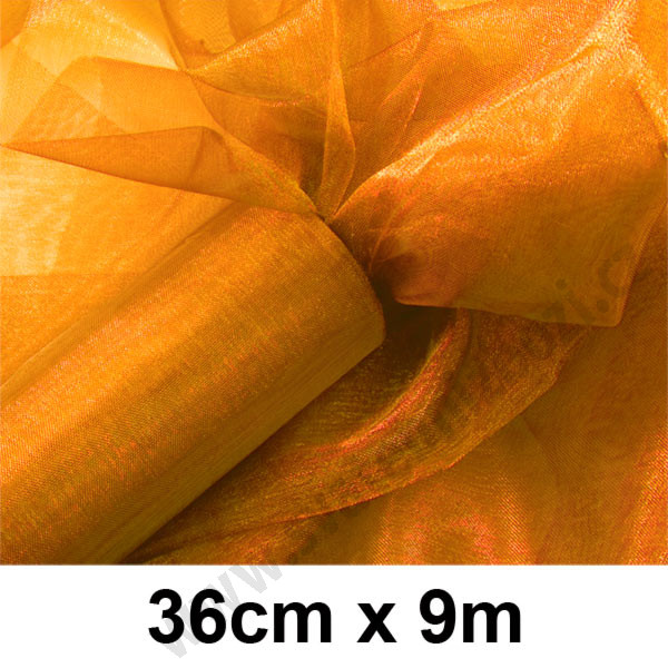 Organzový pás 36 cm - oranžová (9 m/rol)