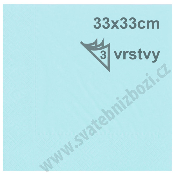 Svatební ubrousky 33 x 33 cm - světle modrá (20ks/bal)