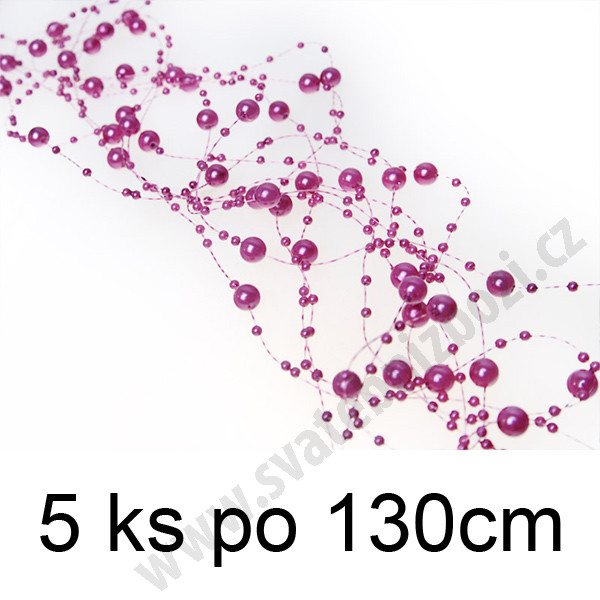 Perličková girlanda 1,3m - malinová ( 5 ks/bal )