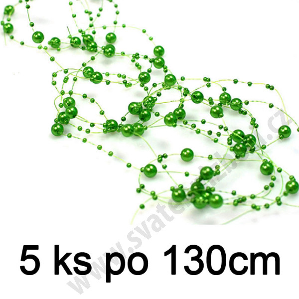 Perličková girlanda 1,3m - zelená ( 5 ks/bal )