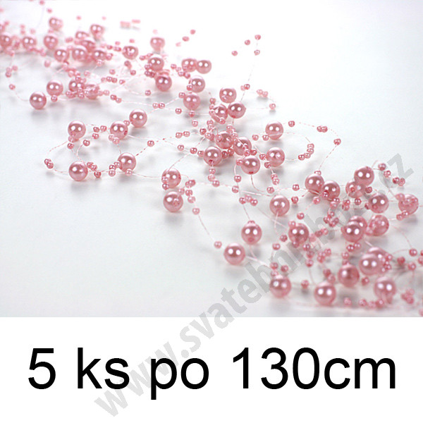 Perličková girlanda 1,3m - růžová (5ks/bal)