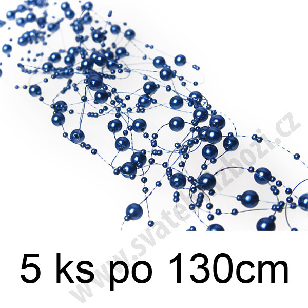 Perličková girlanda 1,3m - tmavě modrá ( 5 ks/bal )