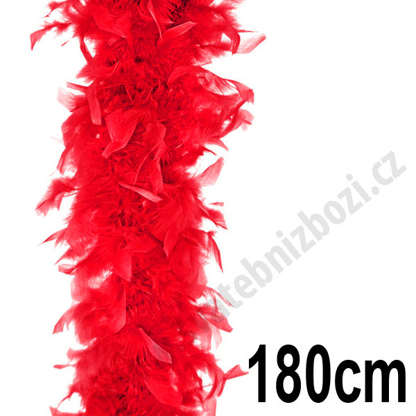 Péřové dekorační boa 180cm - červená (1ks)