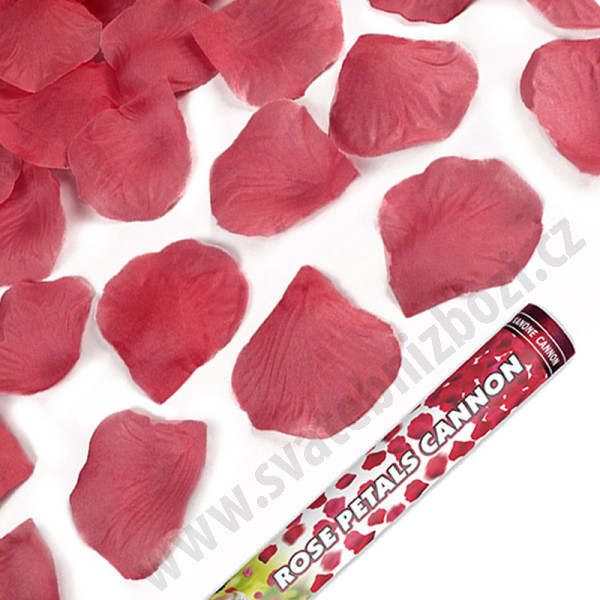 Vystřelovací konfety 60 cm - rudé plátky růží ( 1 ks )