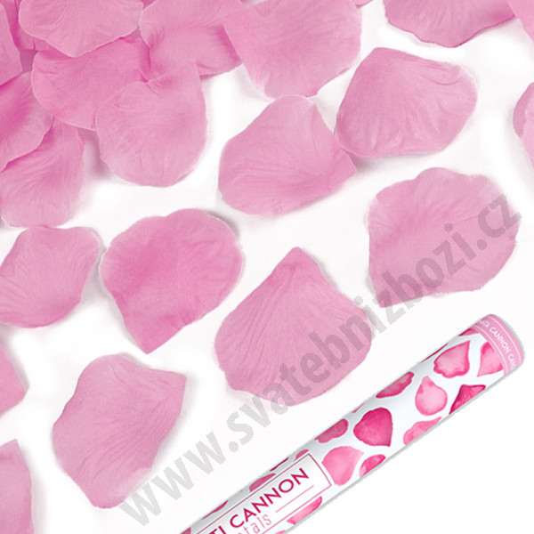 Vystřelovací konfety 80 cm - růžové plátky růží ( 1 ks )
