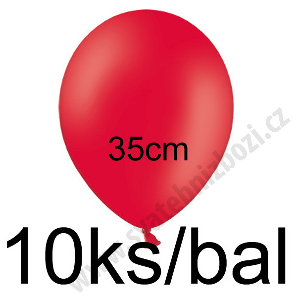 Balonek pastelový - Ø35 cm - červená (10 ks/bal)