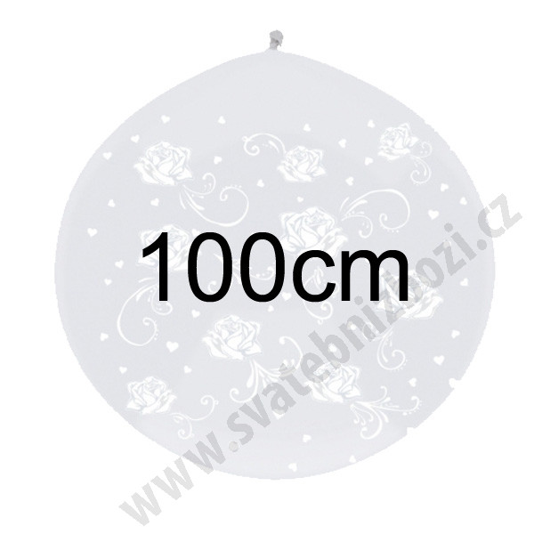 Superbalon POTISK - Ø100cm - růže bílá (1ks)