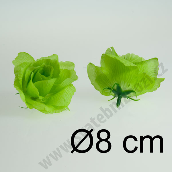 Umělá růže textilní Ø8 cm - světle zelená
