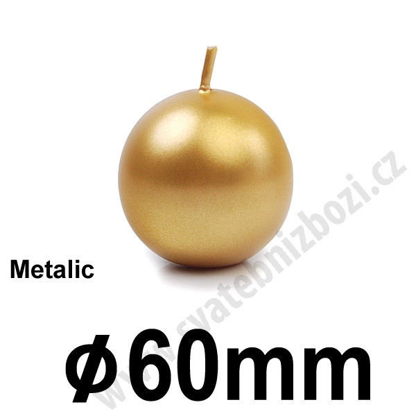 Svíčka koule METALIC Ø 6 cm  - zlatá (1 ks)