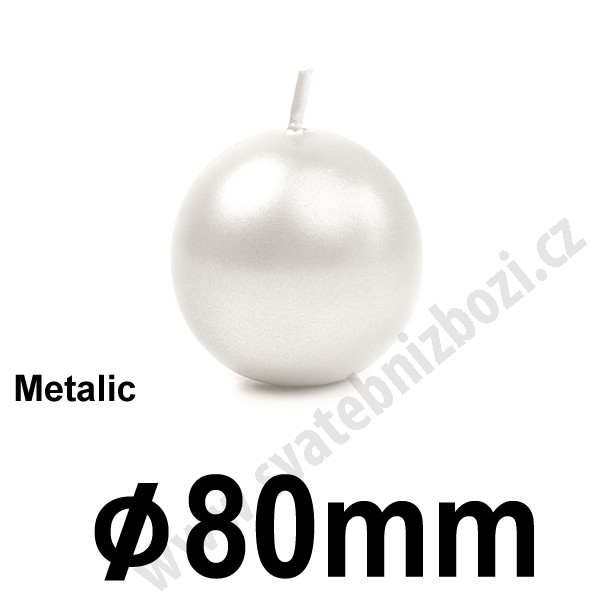 Svíčka koule METALIC Ø 8 cm  - perlová (1 ks)