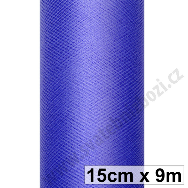 Svatební tyl, šíře 15 cm - tmavá modrá ( 9 m/rol )