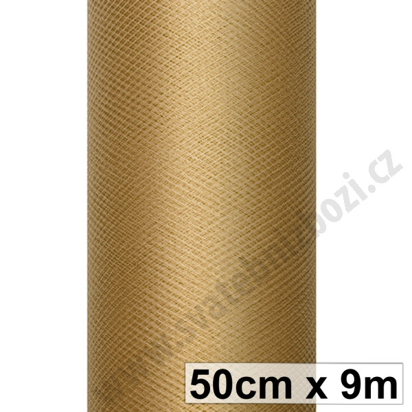 Svatební a aranžerský tyl 50 cm - zlatá (9 m/rol)