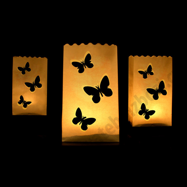 Dekorativní svítilny - papírové lucerny 15x27x9 cm - Motýlci (10 ks/bal)