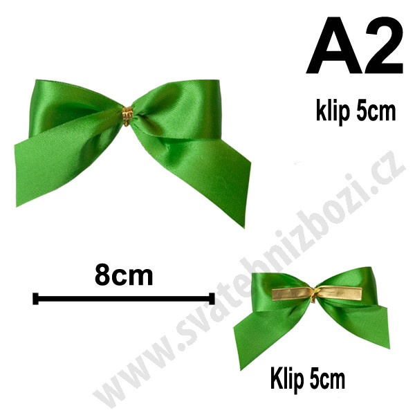 Mašlička s klipem typ A2 - zelená (10 ks/bal)