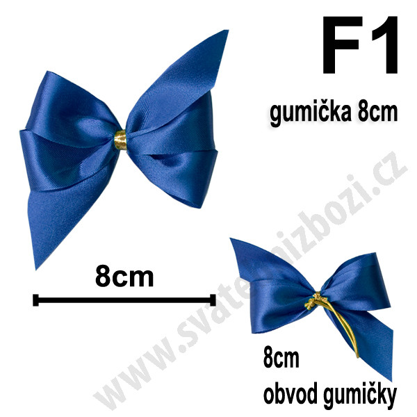 Mašlička s gumičkou 8 cm - typ F1 - modrá (10 ks/bal)