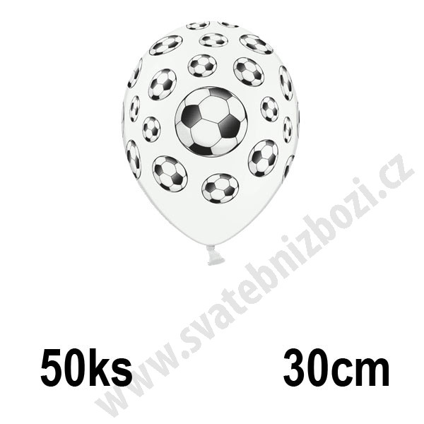 Dětské balonky FOTBAL - Ø 30 cm - bílá ( 50 ks/bal )