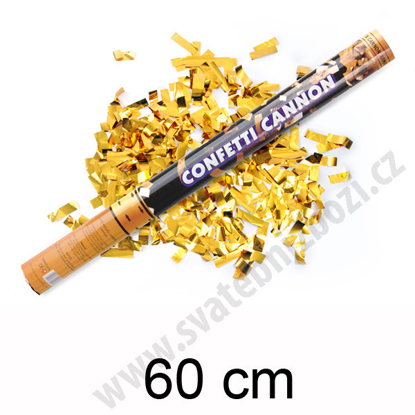 Vystřelovací konfety 60cm - metal zlatá ( 1ks )