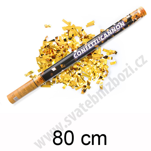 Vystřelovací konfety 80cm - metal zlatá ( 1ks )