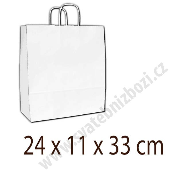 Papírová taška 24 x 11 x 33 cm  - bílá (10 ks/bal)