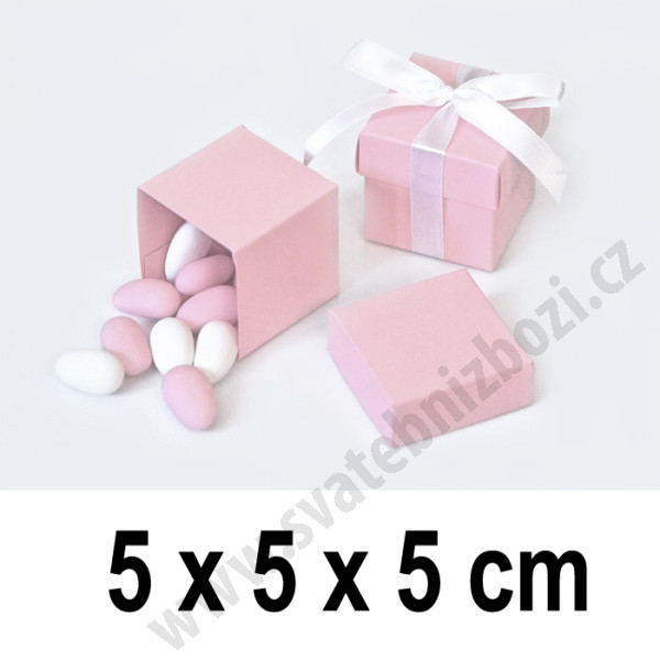 Dárková krabička CUBE 5 x 5 x 5 cm - růžová (10 ks/bal)