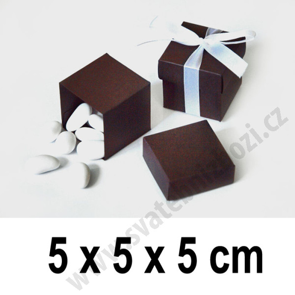 Dárková krabička CUBE 5 x 5 x 5 cm - hnědá (10 ks/bal)