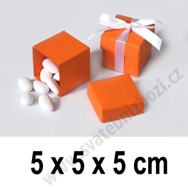 Dárková krabička CUBE 5 x 5 x 5 cm - oranžová (10 ks/bal)