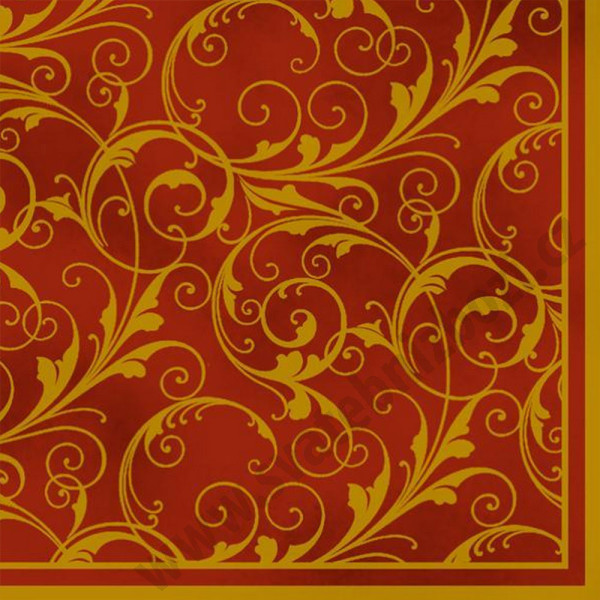 Ubrousky s ornamentem - červená / zlatá (20 ks/bal)