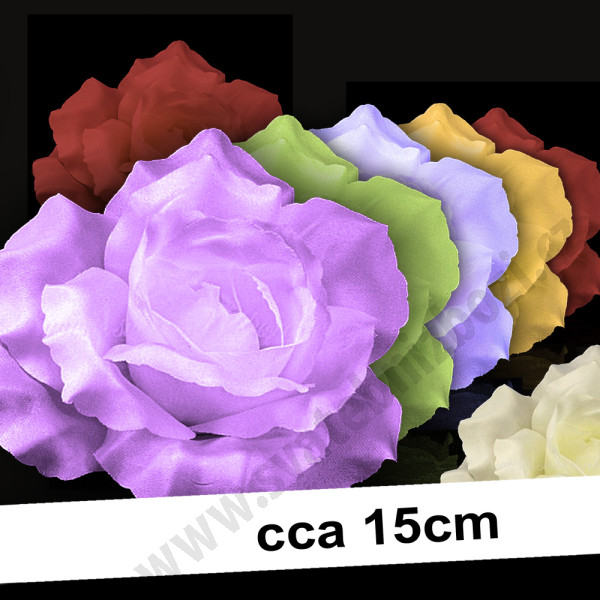 Růže velká, textilní Ø15 cm - různé barvy (1 ks)
