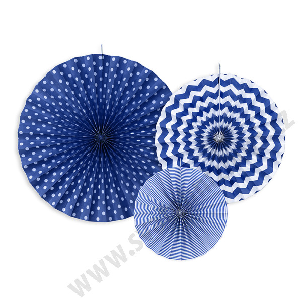 Papírová dekorace - Rozety Ø40, 32, 23 cm - tmavě modrá
