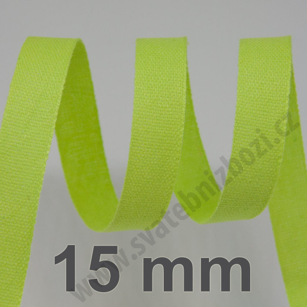 Bavlněná stuha - Cordula 15 mm - světle zelená 104 (20 m)