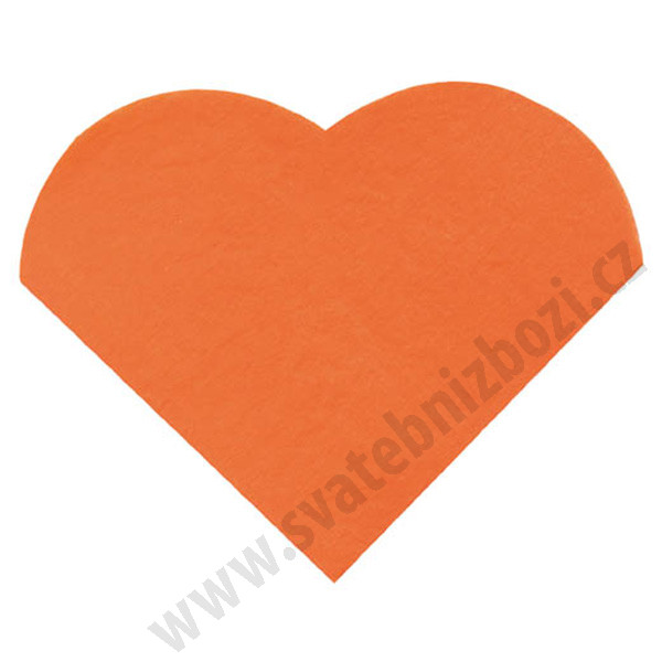 Svatební ubrousek 19X17cm SRDCE - oranžová (3-vrstvý, 20ks/bal)