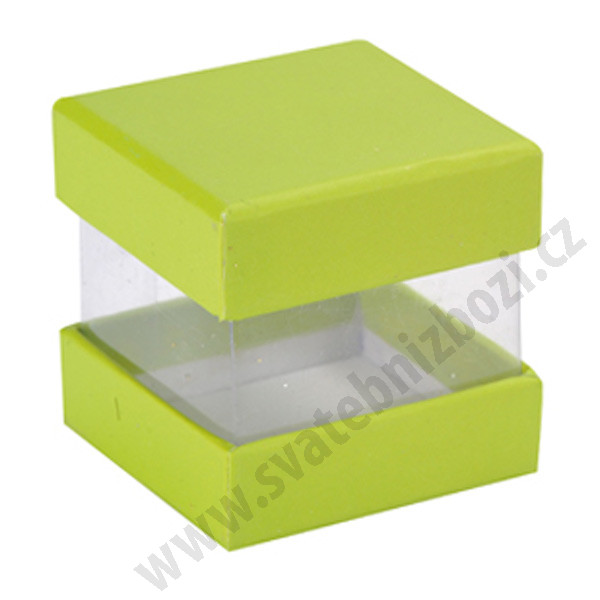 Dárková krabička s víčkem, 4x4x4 cm - zelená (6 ks/bal)