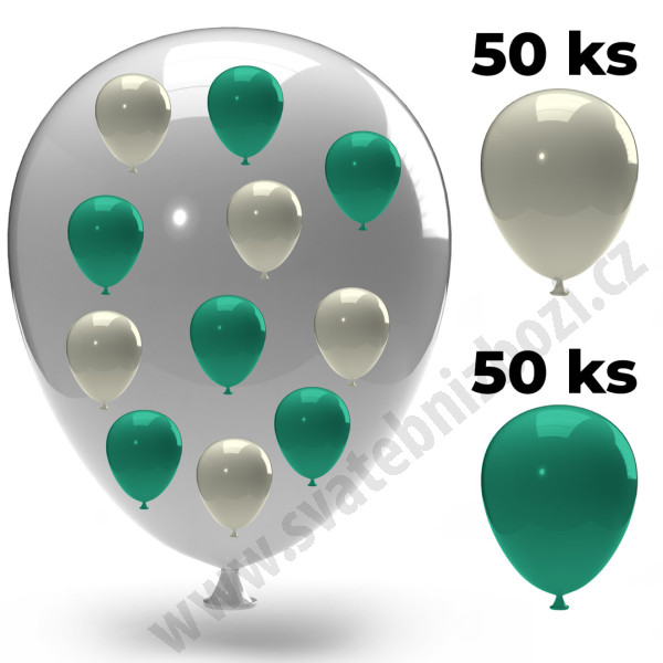 Explodující balon Ø 1 m - Mintové & Perlové balónky (1 set)