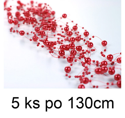 Perličková girlanda 1,3m - červená ( 5 ks/bal )