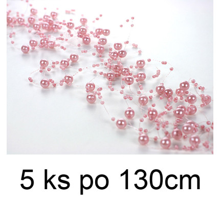 Perličková girlanda 1,3m - růžová (5ks/bal)