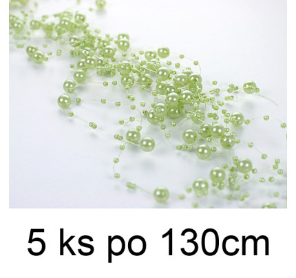 Perličková girlanda 1,3m - světle zelená (5ks/bal)