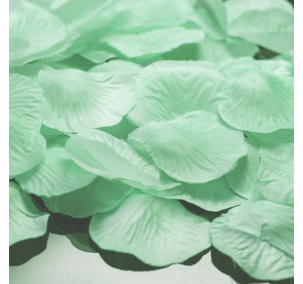 Textilní plátky růží na házení 48 x 52 mm - světle zelená (100 ks/bal)