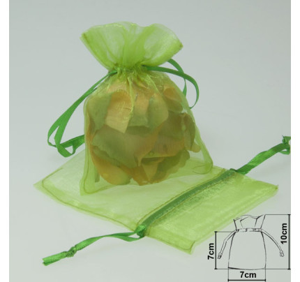 Organzový pytlíček 7 x 10 cm - zelená (10 ks/bal)
