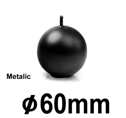 Svíčka koule METALIC Ø 6 cm  - černá (1 ks)
