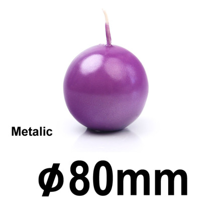 Svíčka koule METALIC Ø 8 cm  - fialová (1 ks)