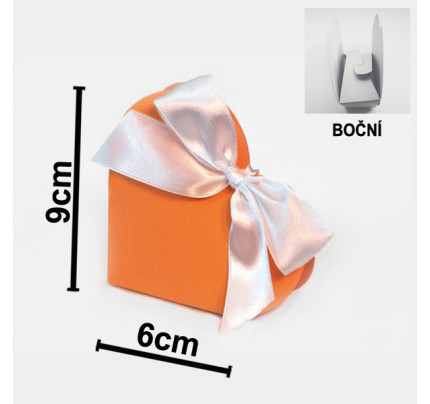 Dárková krabička SRDÍČKO 9 x 9 x 3 cm - oranžová (10 ks/bal)