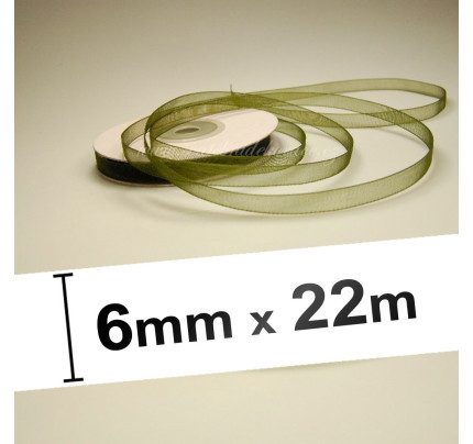 Stuha šifonová - tmavě olivová (6 mm, 22 m)