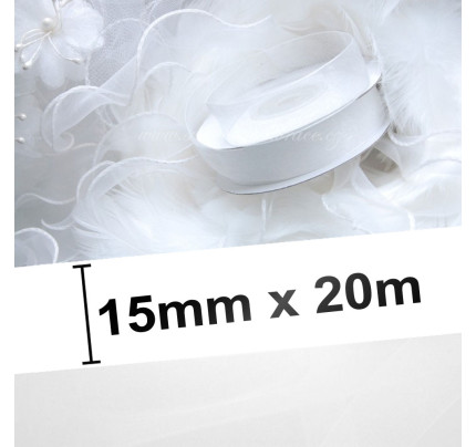 Stuha šifonová - bílá (15 mm, 20 m)