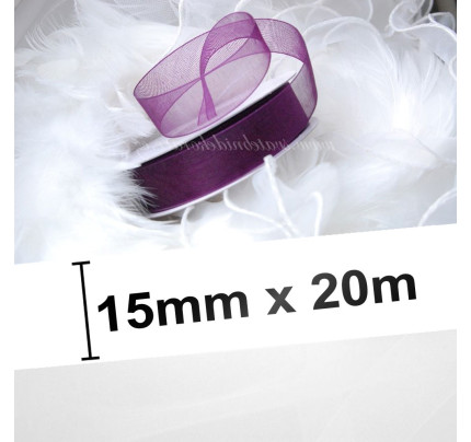 Stuha šifonová - tmavě fialová (15 mm, 20 m)