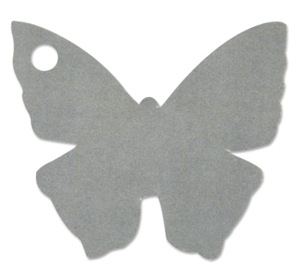 Svatební jmenovka 4x4cm - motýlek - šedá (10ks/bal)