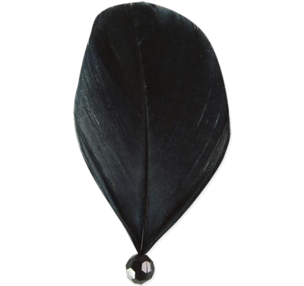 Ozdobné peříčko s korálkem 4x8 cm - černá (6ks/bal)